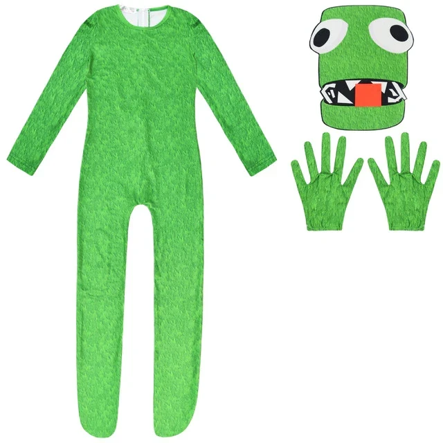 Rainbow Friends Costume Kids Boys Green Monster Cosplay Horror Game ROBLOX Halloween Jumpsuit Canival Birthday Party Costume