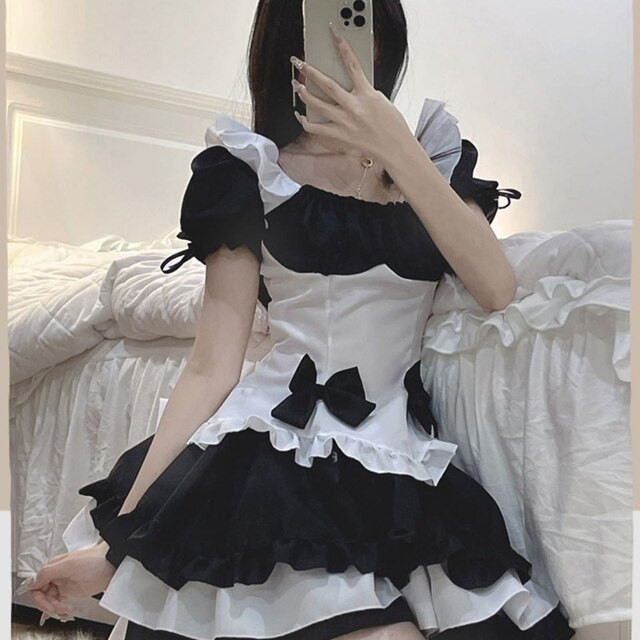 Plus Size Halloween Madi Cosplay Costumes Black White Apron Lolita Dress Party Stage Princess Maid Outfits Sexy Cosplay Lingerie