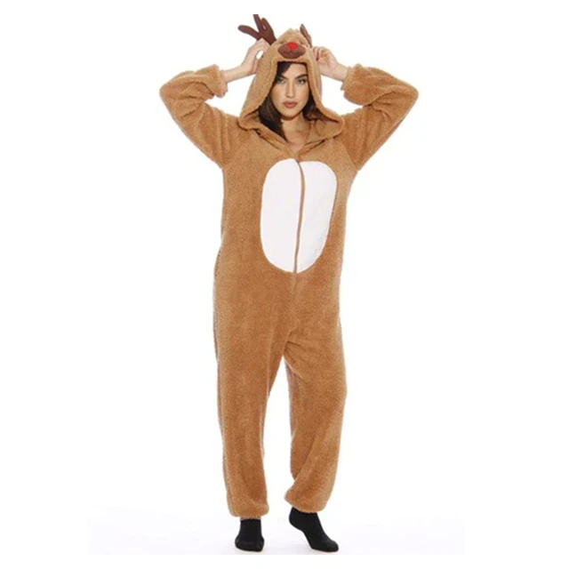 Christmas Costume Cosplay Cute Reindeer Animal Costume Khaki Elk Personality Loose Plush Pajamas
