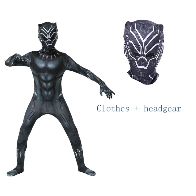 New Halloween kids black panther costume superhero cosplay costume mask warrior adult onesie party costume kids gift