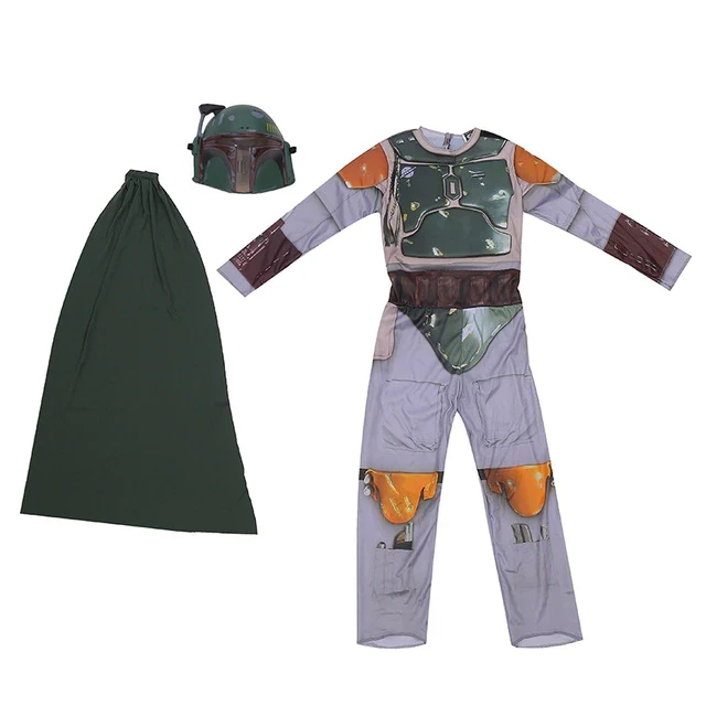 Boba Fett Cosplay Jumpsuit For Kids Boys Warrior Halloween Costumes Purim Carnival Performance Show 3pcs