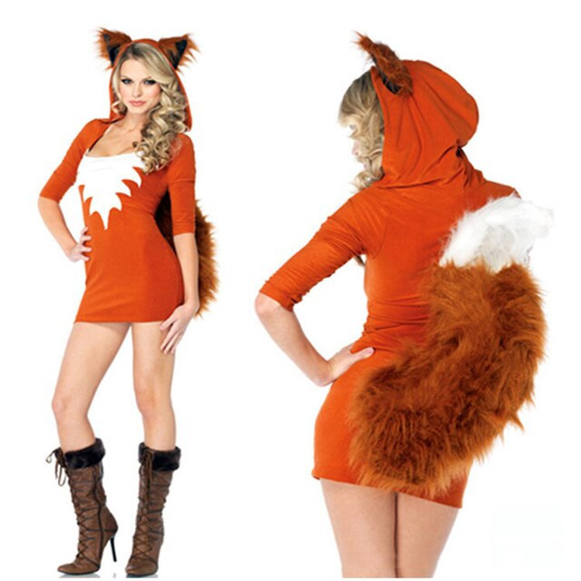 Fox Halloween Costumes For Women Animal Cosplay Clothing Sexy Foxy Witch Jumpsuit Performance Party Mini Dresses Temptation