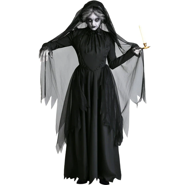 Halloween Costume Zombie Vampire Ghost Bride Death Goddess Dark Easter Party Mesh Dress Women Cosplay Ghost Witch Costume