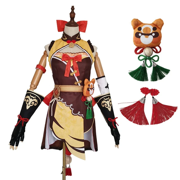 Genshin Impact Cos Costume Chinese Style Halloween Carved Fine Walnut Anime Cosplay Uniform Game Same Props Costumes for Women