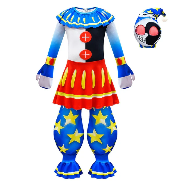 Sundrop Fnaf Moondrop Boss Clown Dress Mask Jumpsuits Carnival Cosplay Anime Halloween Costume for Kids Cartoon Clothes Disguise