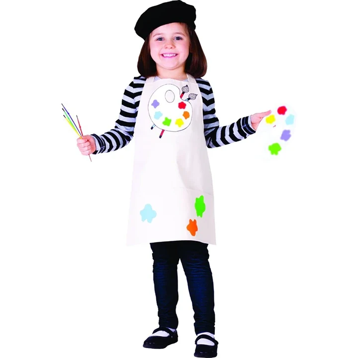 Child Little Girls Talented Artist Professional Clothing Painter Fancy-Dress Halloween Cosplay Carnival Costume