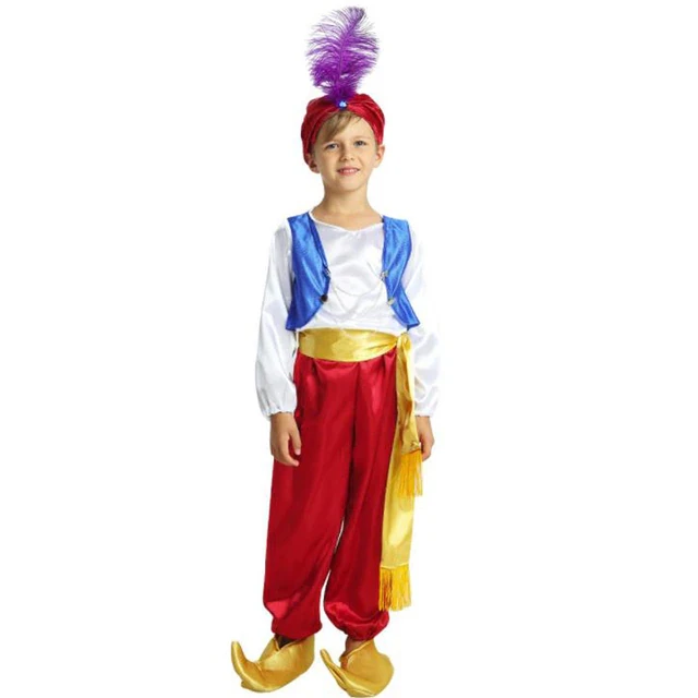 Kids Children halloween Party Aladdin Costumes Aladdin Lamp genie costume Adam prince Fantasia Arab Clothing child boy Carnival