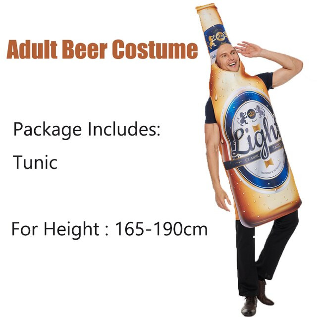 Adult Beer Bottle Costume Bud Light Bottle Costume Unisex Men Women Cosplay For Halloween Carnival Party