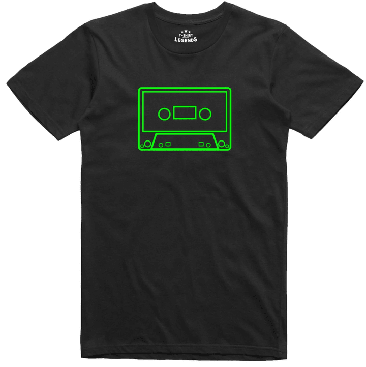 Mens T Shirt 80's Audio C90 Cassette Tape Glow In The Dark Print Retro Music