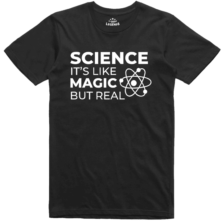 Funny T Shirt Mens Science Like Magic But Real Geek Fit Cotton Tee