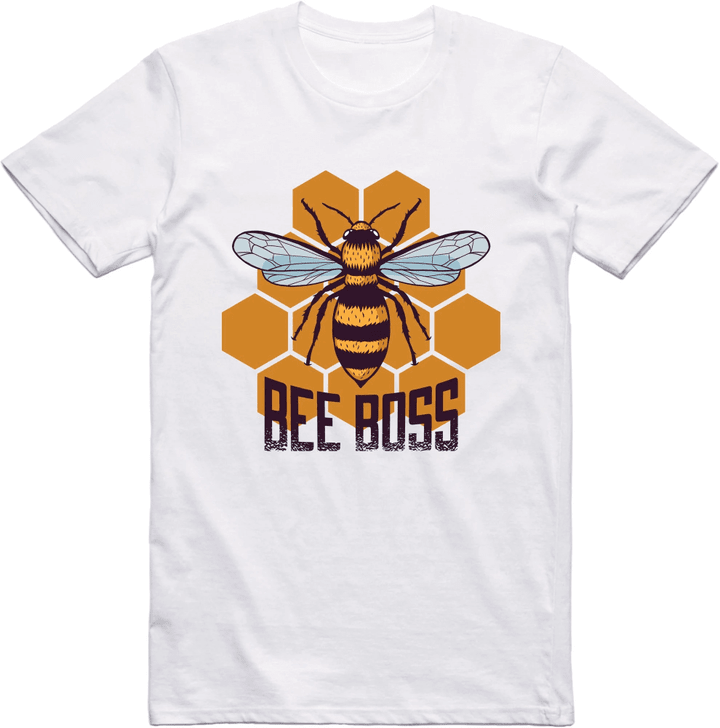 Mens T-Shirt Funny Bee Boss Design Regular Fit 100% Cotton Tee