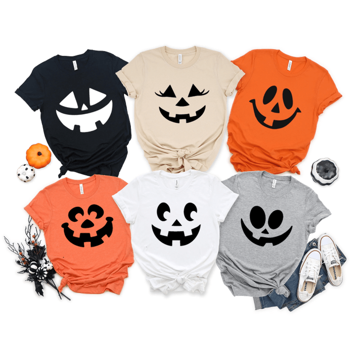 Halloween Friendly Pumpkin Face Shirt | Jackolantern Group Shirts | Friend, Family, Teacher Groups T-shirts | Happy Pumpkins Costume Tees