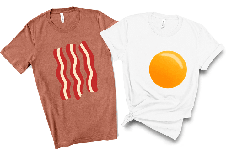 Couples Bacon & Eggs Halloween Costume Shirts | Bacon And Egg Best Friend Matching TShirt | Party Graphic Tee Youth Unisex Men Women