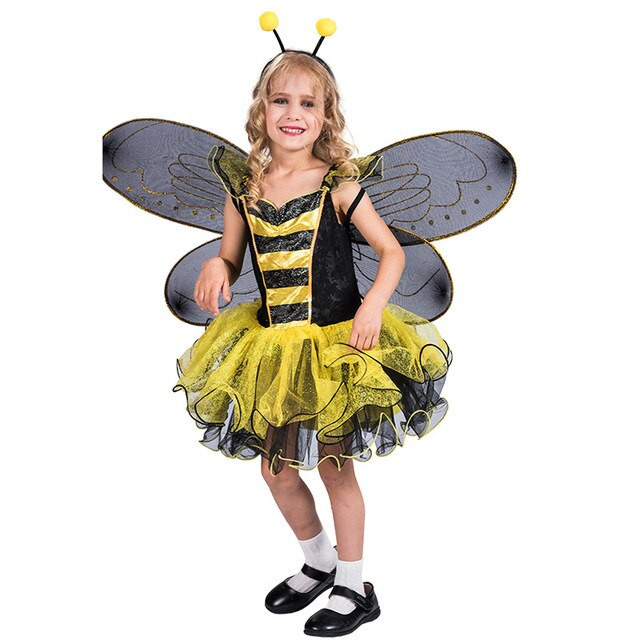 Halloween Stage Kindergarten Competition Children Dress Up Insect Bee Costume With Wings Party Cosplay Suit
