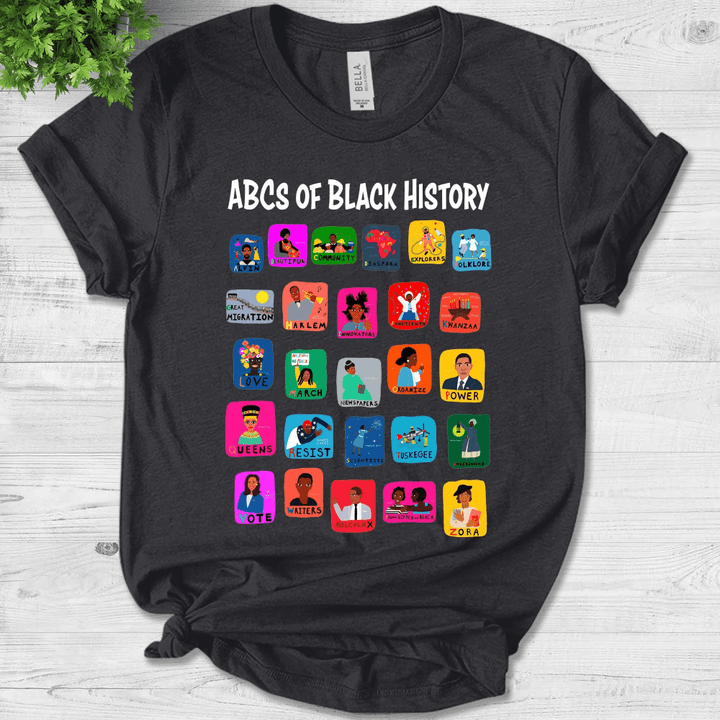 ABCs of Black History Shirt, Black History Month Shirt, Black American History Shirt, Women in History Shirt, Black Pride Shirt N-12012301