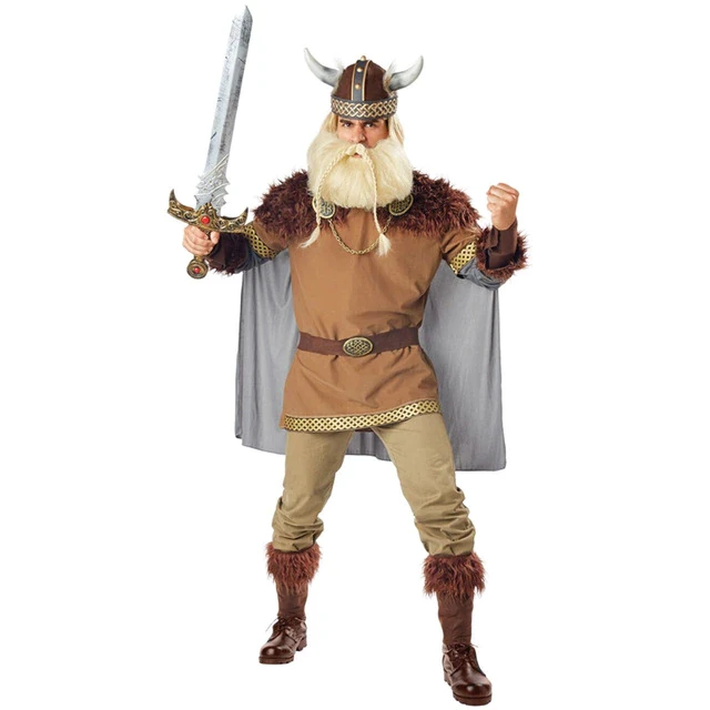 Viking Pirate Costume Halloween Medieval Warrior Outfit Larp Norman Cosplay Clothing For Adult Men Helmet