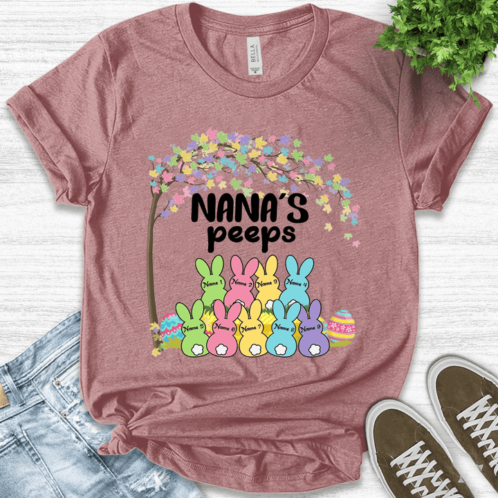 Personalized Grandma's Peeps Easter T-Shirt, Custom Easter Shirt, Mom Nana Easter's Day Shirt, Custom Kids Name Shirt,Easter Gift B-02032314