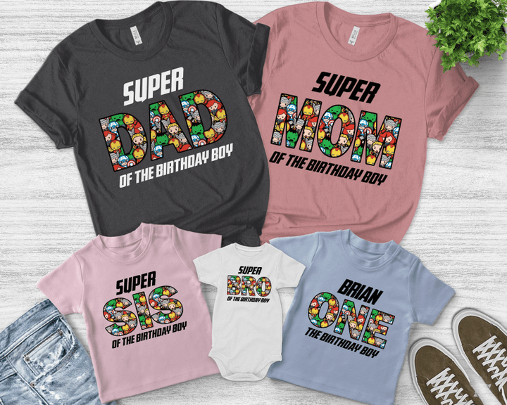 Custom Super Family Birthday Shirt, Super Shirts, Matching Family T-Shirt, Birthday Boy Tee, Personalized Family Birthday Tee B-02032317