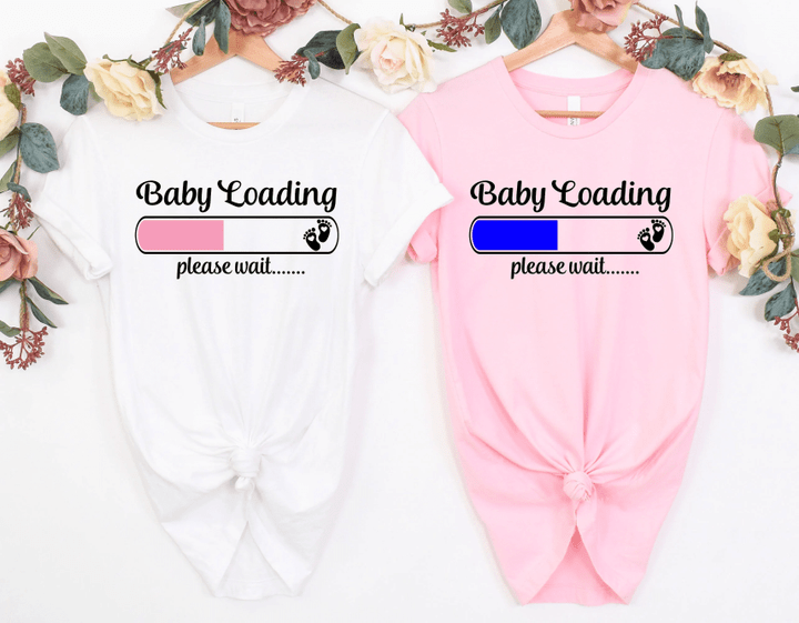Gender Reveal Party Shirts, Baby Loading Shirt, Baby Shower Party, Pink or Blue We Love You Shirts, Family Matching Shirt, Baby Announcement