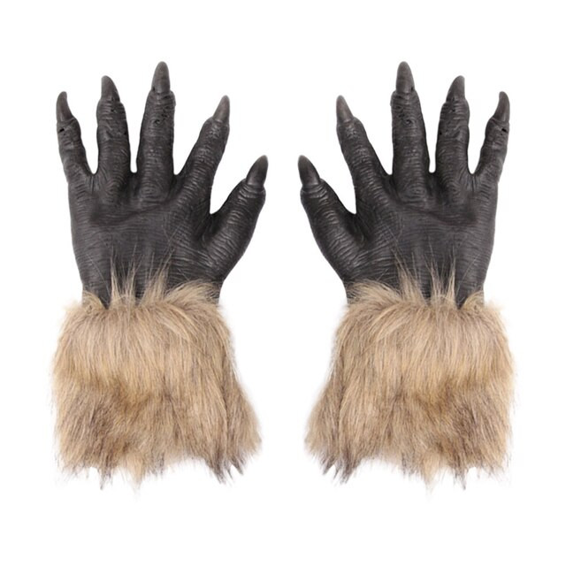 Gloves Wolf Halloween Costume Paw Claw Hairyaccessorieshands Plush Props Scary Werewolf Paws Cosplay Winter Warm Horror Hand