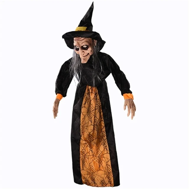 Horror Witch Hanging With glowing Eyes Induction Scream Prank Prop Haunted House