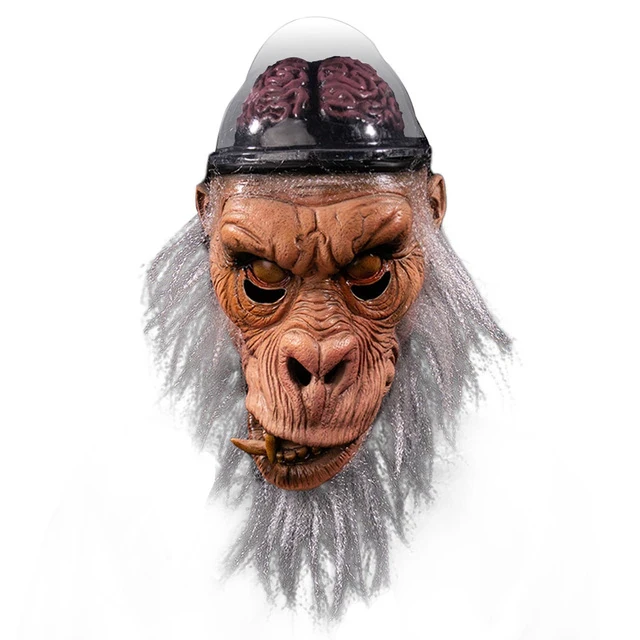Halloween Orangutan Mask Cosplay Scary Brain Gorilla Monkey Baboon Full Face Latex Helmet Halloween Party Costume Props