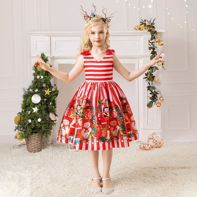 Girls Dress Children Christmas Print Girls Princess Dress 2022 New Princess Dress Tutu Skirt