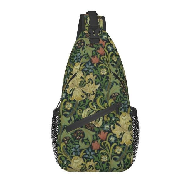 William Morris Compton Floral Art Nouveau Pattern Sling Chest Crossbody Bag Men Fashion Shoulder Backpack for Camping Biking