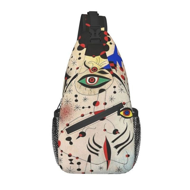 Ciphers And Constellations In Love Sling Crossbody Backpack Men Joan Miro Abstract Art Chest Shoulder Bag for Traveling Daypack