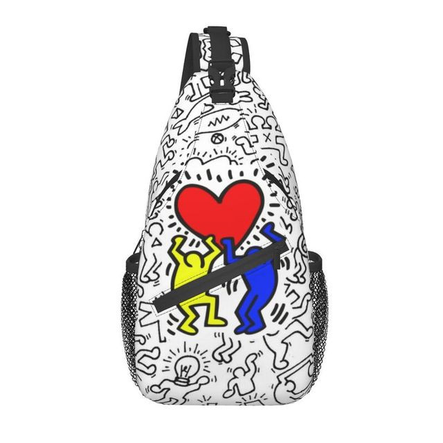 Haring Unforgottable Love Sling Chest Crossbody Bag Men Cool Keith Abstract Art Shoulder Backpack for Traveling