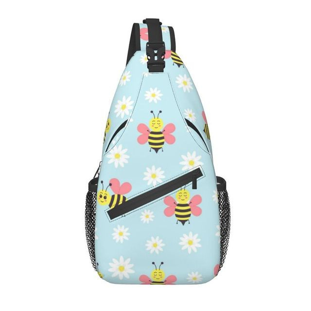 Bees Daisy Flower Sling Chest Bag custom cosplay Cartoon Crossbody Shoulder Backpack for Men Traveling Daypack