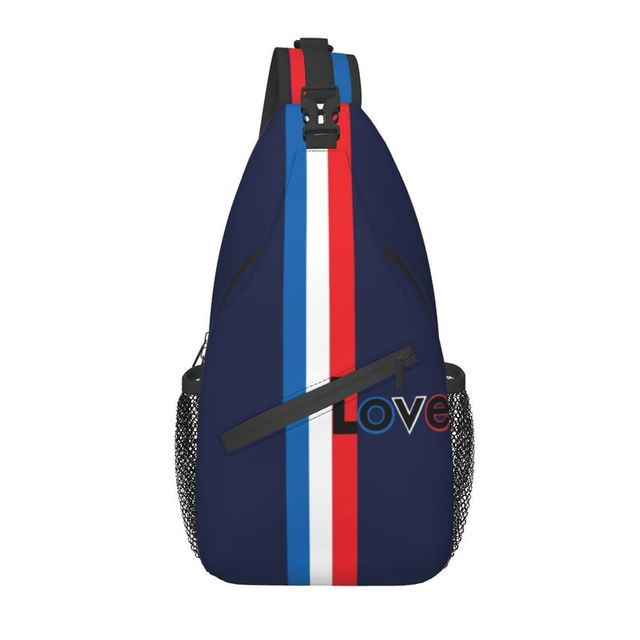 France Flag Love Sling Chest Bag Custom Cosplay French Patriotic Crossbody Shoulder Backpack for Men Travel Hiking Daypack