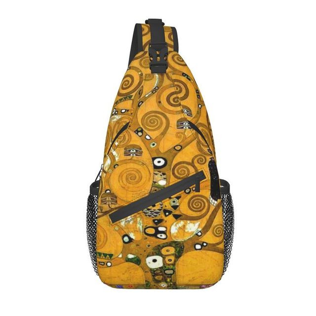 Tree Of Life By Gustav Klimt Crossbody Sling Backpack Men Custom Cosplay Painting Art Chest Shoulder Bag for Traveling Daypack