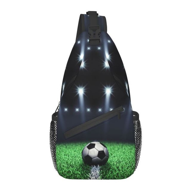 Casual Football Stadium Soccer Ball Pattern Sling Bags for Travel Hiking Men Chest Crossbody Backpack Shoulder Daypack