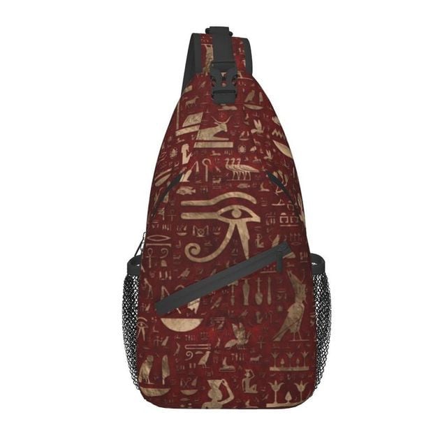 Ancient Egyptian Hieroglyphs Sling Chest Crossbody Bag Men Casual Egypt Culture Shoulder Backpack for Traveling