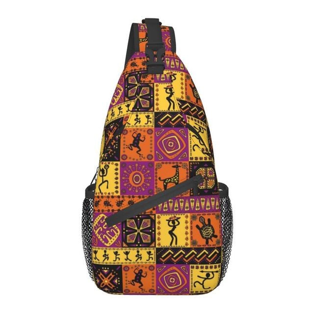 Ethnic National Patterns Sling Crossbody Backpack Men Custom Cosplay African Art Chest Shoulder Bag for Cycling Camping Daypack