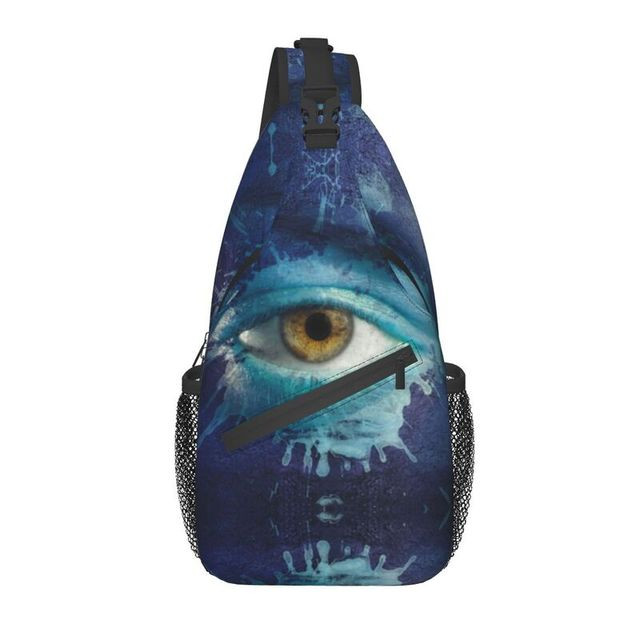 Casual Psychedelic Evil Eye Splash Crossbody Sling Backpack Men Mystic Eyes Spiritual Shoulder Chest Bags for Traveling