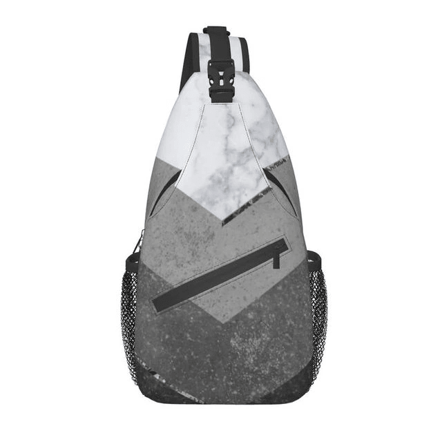 Marble Gray Copper Black Gold Sling Bags for Men Abstract Pattern Shoulder Crossbody Chest Backpack Travel Hiking Daypack