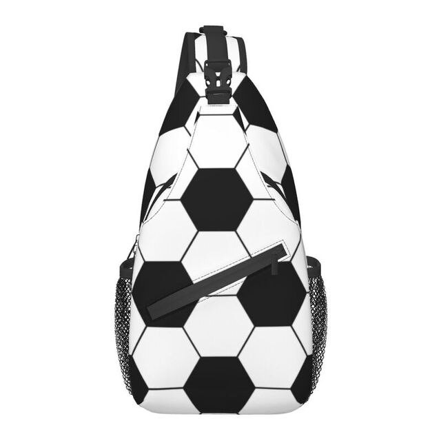 Casual Football Pattern Hexagonal Sling Bag for Traveling Men Soccer Ball Chest Crossbody Backpack Shoulder Daypack