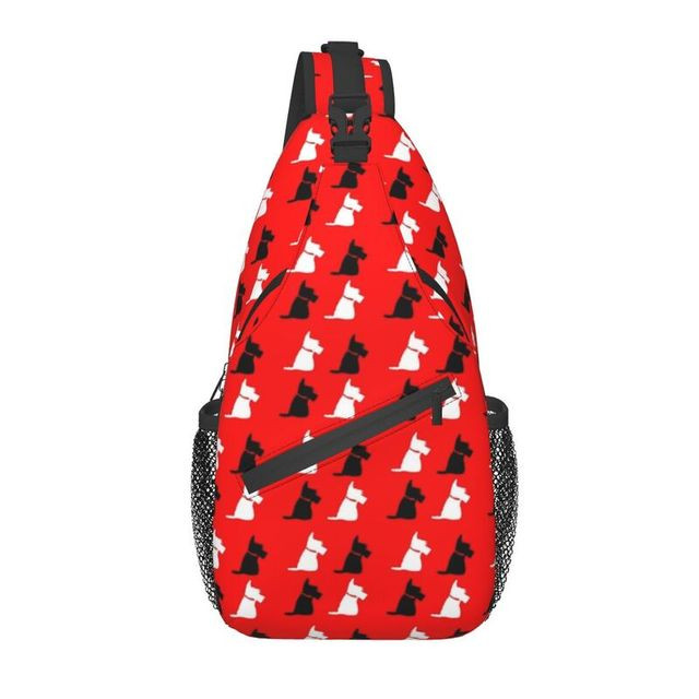 Scottie Dog Pattern Sling Bags for Men Fashion Scottish Terrier Shoulder Chest Crossbody Backpack Cycling Camping Daypack