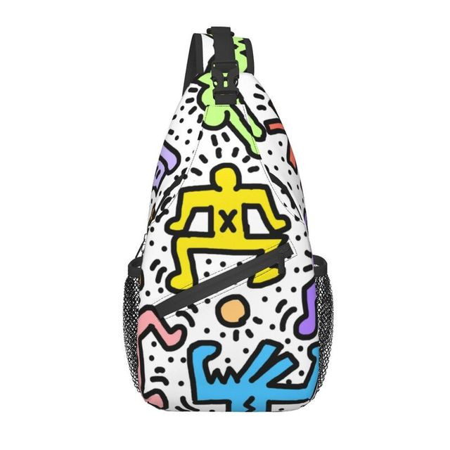 Casual Keith Street Art Sling Bags for Traveling Men Abstract Geometry Haring Crossbody Chest Backpack Shoulder Daypack
