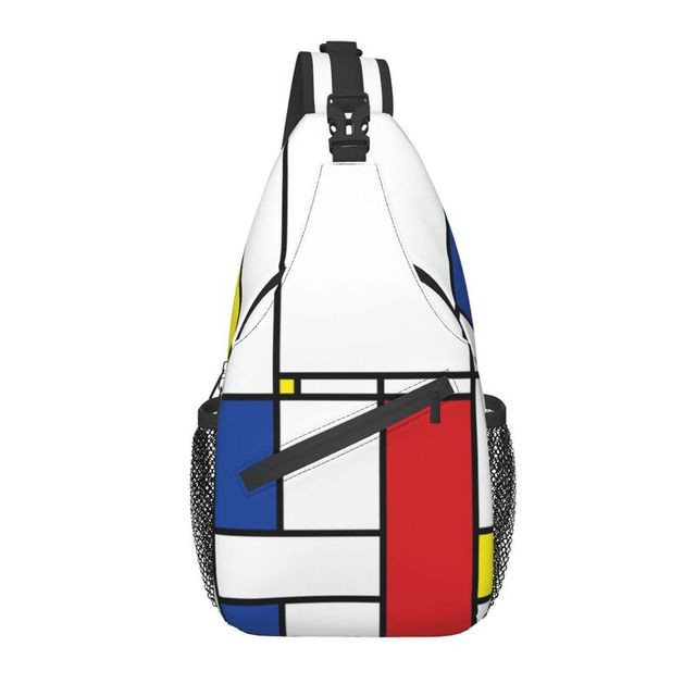 Piet Mondrian Abstract Art Sling Crossbody Chest Bag Men Minimalist De Stijl Geometric Pattern Shoulder Backpack for Traveling