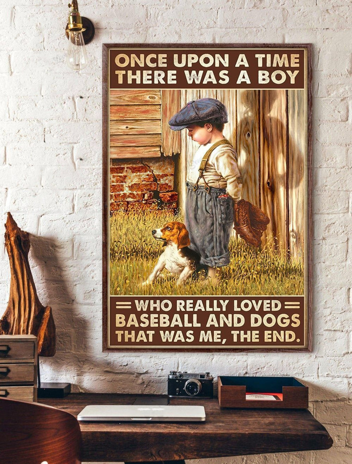 A Boy Who Really Loved Baseball And Dogs Canvas HY209149