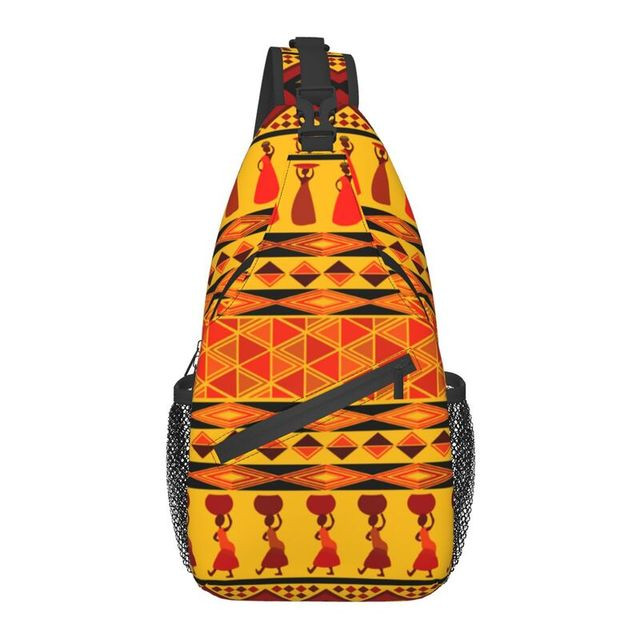 Traditional African Ethnic Design Sling Bags for Men Fashion Africa Tribal Art Shoulder Crossbody Chest Backpack Cycling Daypack