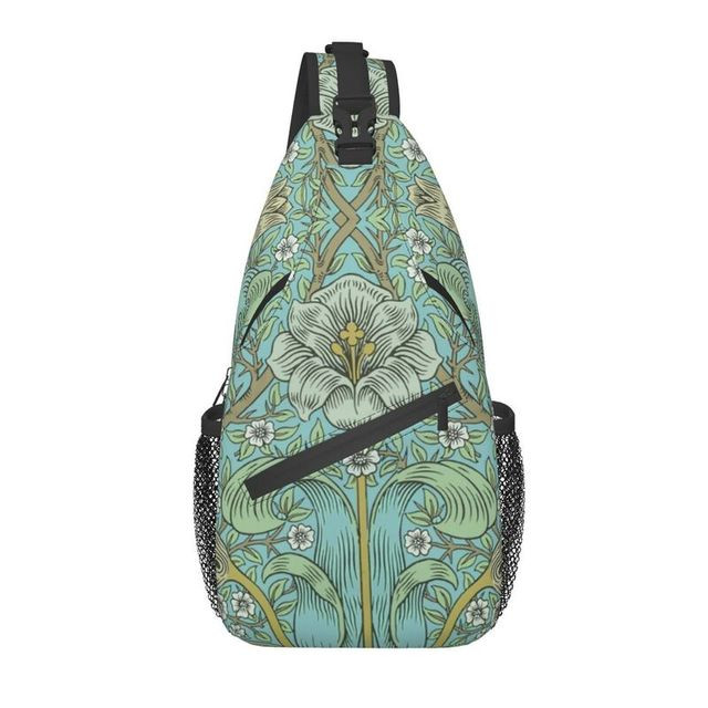 Floral Textile Pattern By William Morris Sling Crossbody Backpack Men Custom Cosplay Shoulder Chest Bag for Cycling Camping Daypack