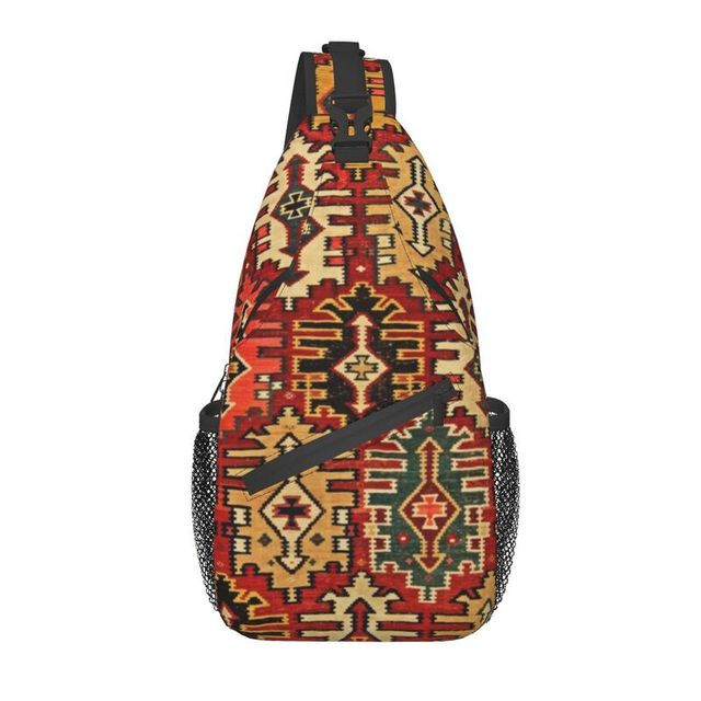 Vintage Kilim Navaho Weave Aztec Sling Chest Crossbody Bag Men Bohemian Persian Ethnic Art Shoulder Backpack for Traveling