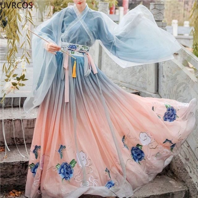 Traditional Chinese Clothing Hanfu Set Women Chic Embroidery Fairy Dress Cosplay Costumes Ancient Oriental Style Princess Outfit