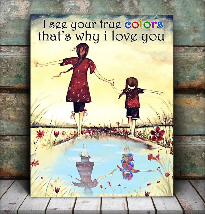 Mom and Daughter Autism I See Your True Colors Canvas QT303194En