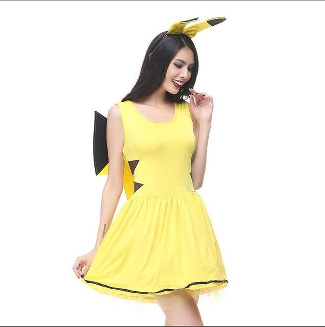 Cute Pikachu Dress for Women Unique Women Pikachu Cosplay Costume Halloween Party Costume for Women Summer Dress
