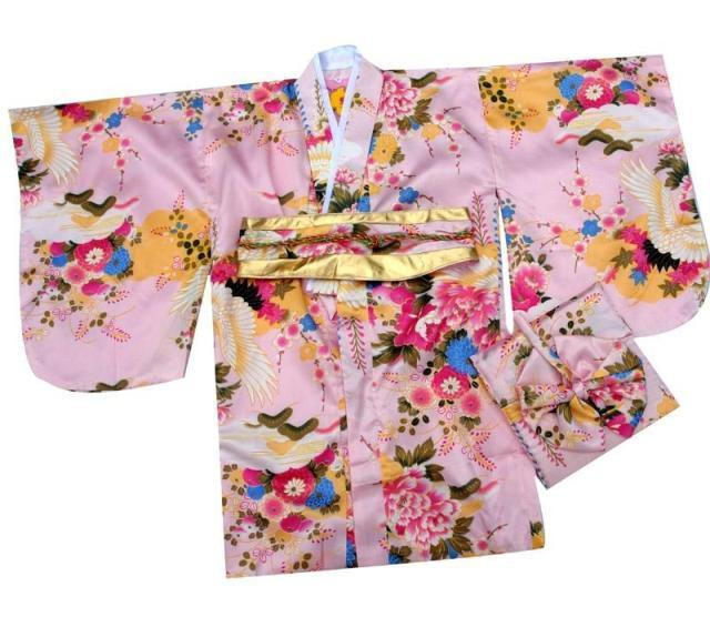 Japanese Baby Kimono Dress Children Flower Girl Dress Asia World Apparel Dance Performance Kimono Dress for Photography Girls